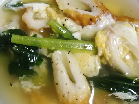 ちくわと小松菜の卵スープ(^^)